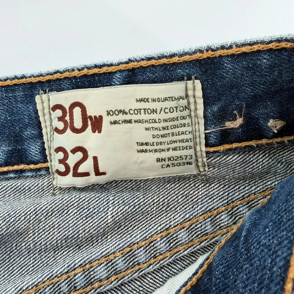Hollister Jeans Straight Leg Button Fly Y2K Men 30x32 Blue Medium Wash Denim GUC